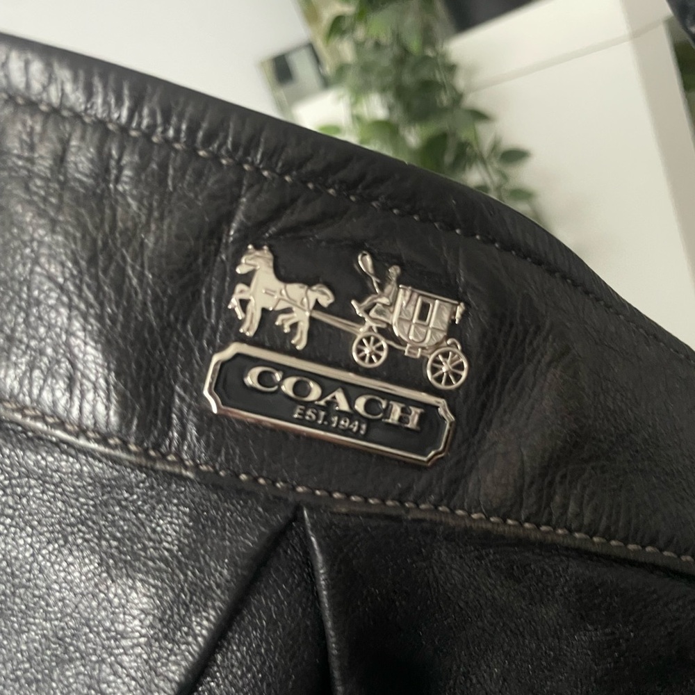 Coach Black Leather Handbag with Silver Logo